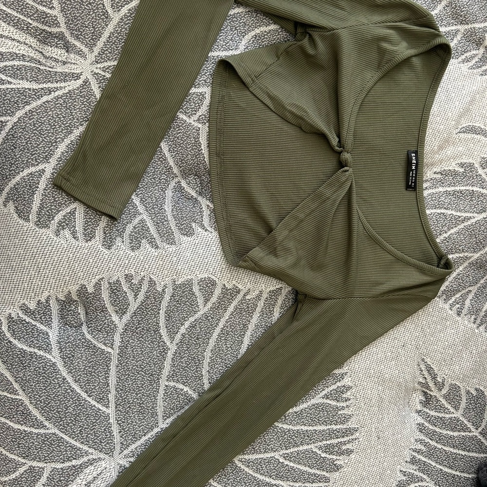 SHEIN Gray Long Sleeve Cut Out Bodysuit